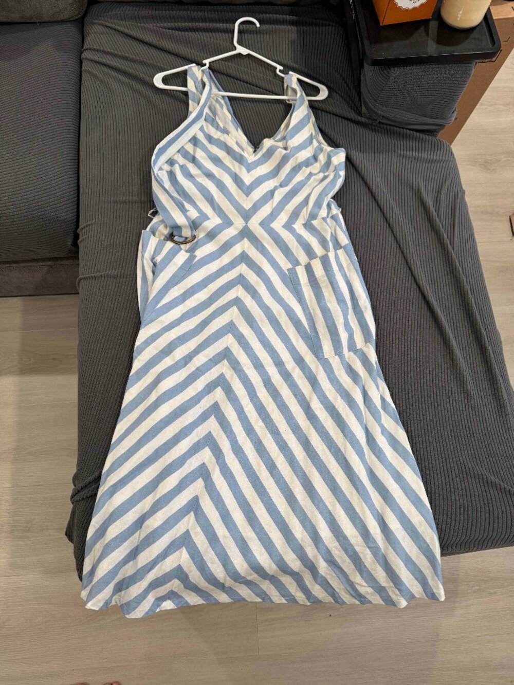 Kate Spade New York Deck Stripe Midi Dress Blue White Belted